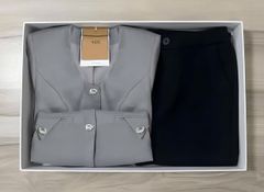 VGU2122 - SET ÁO PHỐI NẮP TÚI - QUẦN DÀI LOE ĐEN