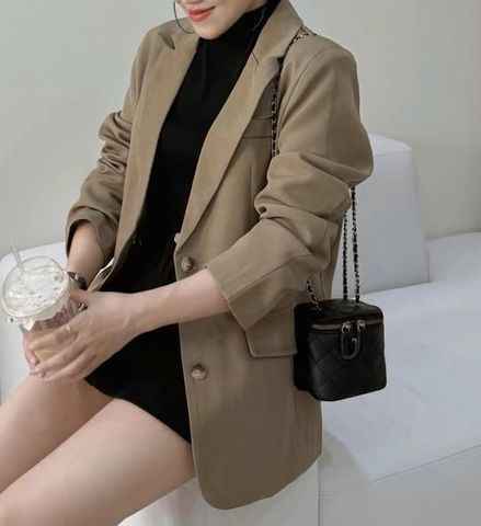 SHE4804 - ÁO KHOÁC VEST FORM DÀI (NÂU RÊU) - LẺ