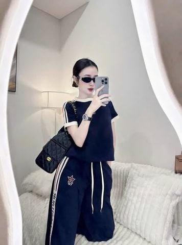 VGU2171 - SET THỂ THAO HÌNH SAO PHỐI SỌC (XANH ĐEN)