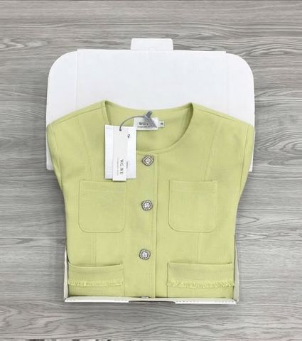 KS1686 - ÁO KHOÁC NÚT KIỂU PHỐI TÚI (XANH) - LẺ