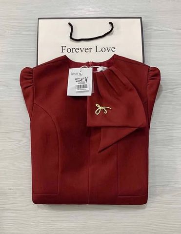 SKY5995 - ĐẦM TAY BỒNG DÁNG NGẮN - MÀU ĐỎ