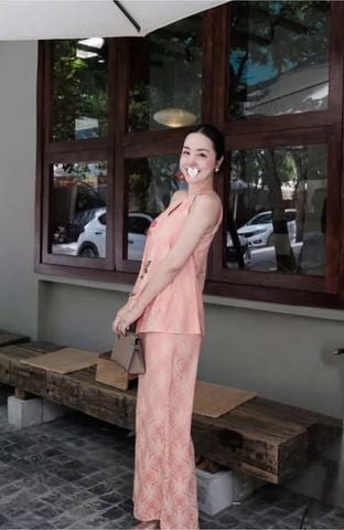 SKY9704 - SET GẤM CỔ YẾM KẾT CƯỜM (HỒNG CAM)