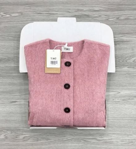 KS1768 - ÁO KHOÁC DẠ LÔNG PHỐI NÚT (HỒNG)