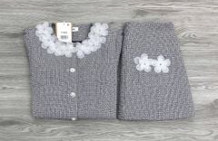 KS1737 - SET DẠ TWEED CAO CẤP ĐÍNH HOA (XÁM MUỐI TIÊU)