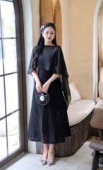 SKY9845 - ĐẦM REN 2DÂY KÈM CHOÀNG (ĐEN)