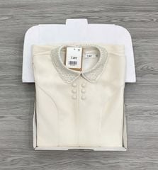 KS1765 - ĐẦM NGẮN NÚT BỌC PHỐI CỔ (KEM)