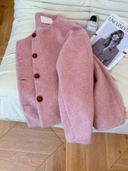 KS1768 - ÁO KHOÁC DẠ LÔNG PHỐI NÚT (HỒNG)