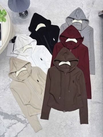 SKY9935 - ÁO KHOÁC CÓ NÓN THÊU NGỰA (ĐEN)