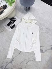 SKY9938 - ÁO KHOÁC CÓ NÓN THÊU NGỰA (TRẮNG KEM)