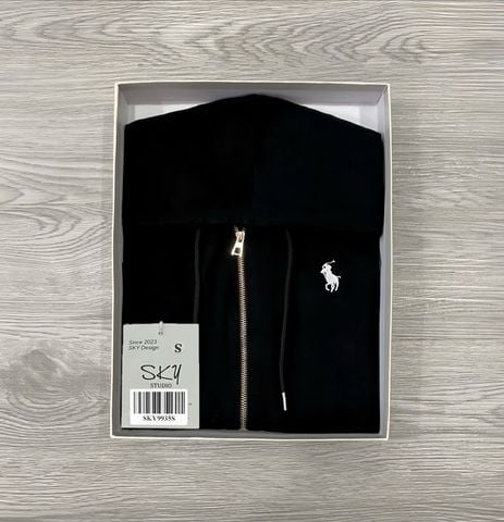 SKY9935 - ÁO KHOÁC CÓ NÓN THÊU NGỰA (ĐEN)