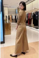 VGU2306 - SET ÁO PHỐI NÚT BỌC, QUẦN DÀI (NÂU ẢNH SÀN)