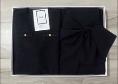 VGU2298 - SET ÁO LƯỚI TAY DÀI, VÁY DÀI ĐÍNH NƠ EO (ĐEN)