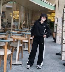 SKY0019 - SET THỂ THAO UMI KHOÁ KÉO PHỐI SỌC (ĐEN)