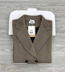 KS1821 - ÁO KHOÁC DẠ PHỐI NÚT (NÂU)