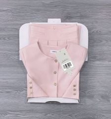 TB9869 - SET ÁO PHỐI NÚT KIỂU, VÁY DÀI XẾP LY (HỒNG) - KHÔNG KÈM SƠMI