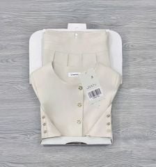 TB9870 - SET ÁO PHỐI NÚT KIỂU, VÁY DÀI XẾP LY (KEM) - KHÔNG KÈM SƠMI