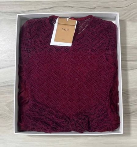 VGU2302 - ĐẦM REN NGẮN PHỐI HOA (ĐỎ TÍM) - KÈM QUẦN BH