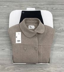 KS1823 - SET ÁO DẠ CỔ LỆCH (NÂU BE) - KÈM QUẦN SHORT ĐEN