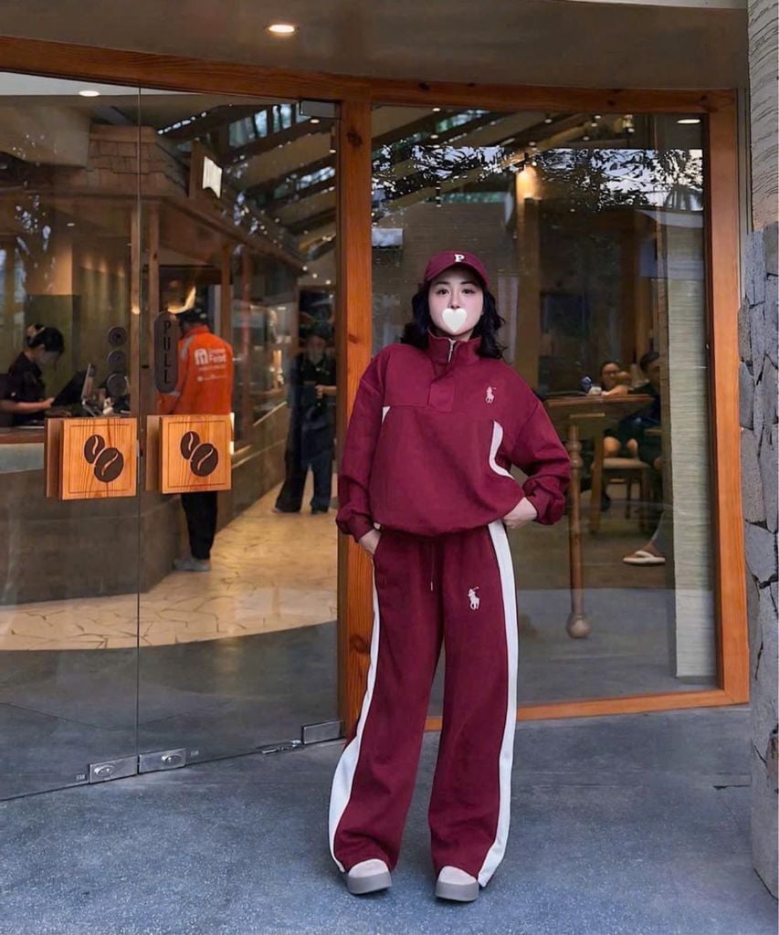 SKY0020 - SET THỂ THAO UMI KHOÁ KÉO PHỐI SỌC (ĐỎ ĐÔ)