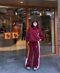 SKY0020 - SET THỂ THAO UMI KHOÁ KÉO PHỐI SỌC (ĐỎ ĐÔ)