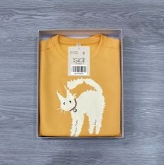 SKY0015 - ÁO THUN LẺ TAY DÀI IN CHÚ MÈO  ( MÀU VÀNG)
