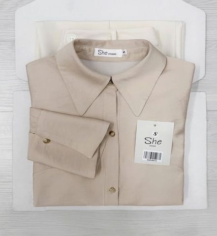 SHE4901 - SET ÁO SƠMI TAY DÀI MÀU DA, QUẦN DÀI (KHÔNG KÈM NỊT)
