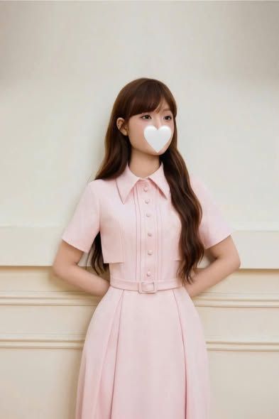 SKY9994 - ĐẦM DÀI CỔ SƠMI NÚT BỌC KÈM NỊT (ĐỎ ĐÔ)