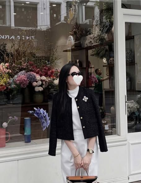 KS1869 - ÁO KHOÁC ĐEN PHỐI NÚT KIỂU (ÁO LẺ, KHÔNG KÈM TAG)