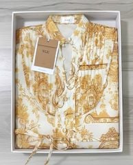 VGU2337 - ĐẦM TAY DÀI HỌA TIẾT VÀNG