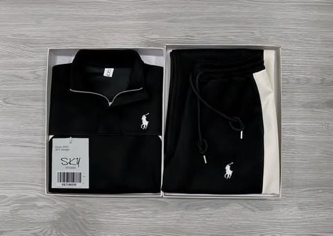 SKY0019 - SET THỂ THAO UMI KHOÁ KÉO PHỐI SỌC (ĐEN)