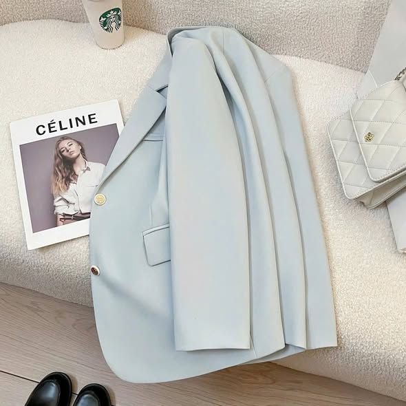 TB9926 - ÁO KHOÁC VEST PHỐI NÚT KIỂU (XANH)