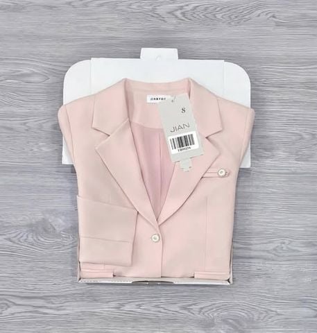 TB9925 - ÁO KHOÁC VEST PHỐI NÚT KIỂU (HỒNG)