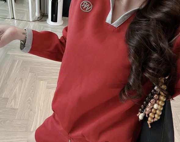 SKY0050 - SET BỘ TAY DÀI PHỐI VIỀN XÁM, QUẦN NGỐ ĐỎ