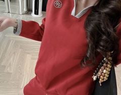 SKY0050 - SET BỘ TAY DÀI PHỐI VIỀN XÁM, QUẦN NGỐ ĐỎ