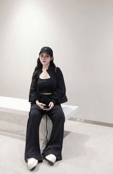 VGU2330 - SET 3 MÓN - ÁO KHOÁC + ÁO 2 DÂY + QUẦN DÀI ( SET ĐEN)