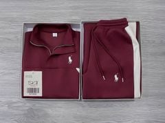 SKY0020 - SET THỂ THAO UMI KHOÁ KÉO PHỐI SỌC (ĐỎ ĐÔ)