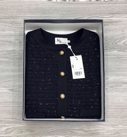 KS1869 - ÁO KHOÁC ĐEN PHỐI NÚT KIỂU (ÁO LẺ, KHÔNG KÈM TAG)