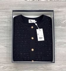 KS1869 - ÁO KHOÁC ĐEN PHỐI NÚT KIỂU (ÁO LẺ, KHÔNG KÈM TAG)