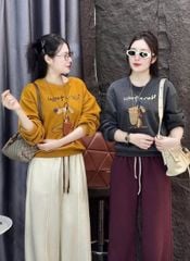 SKY0045 - SET ÁO SWEATER HÌNH CÚN, QUẦN DÀI (ÁO VÀNG)