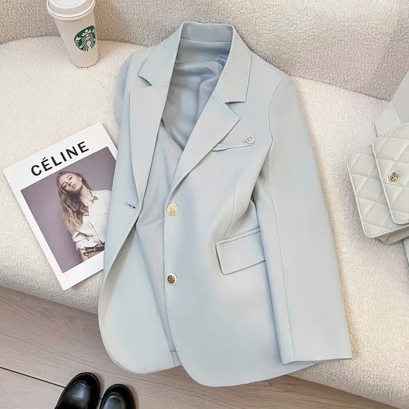 TB9926 - ÁO KHOÁC VEST PHỐI NÚT KIỂU (XANH)