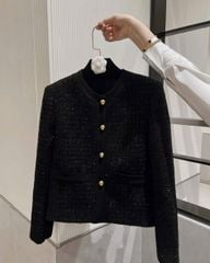 KS1869 - ÁO KHOÁC ĐEN PHỐI NÚT KIỂU (ÁO LẺ, KHÔNG KÈM TAG)