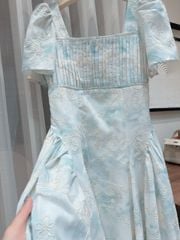 LH009 ĐẦM OMBRE XANH XẾP LI NGỰC