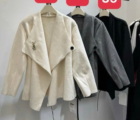 QCC3020 KHOÁC DẠ ÉP LÔNG TAG YSL + ĐAI (ĐEN)