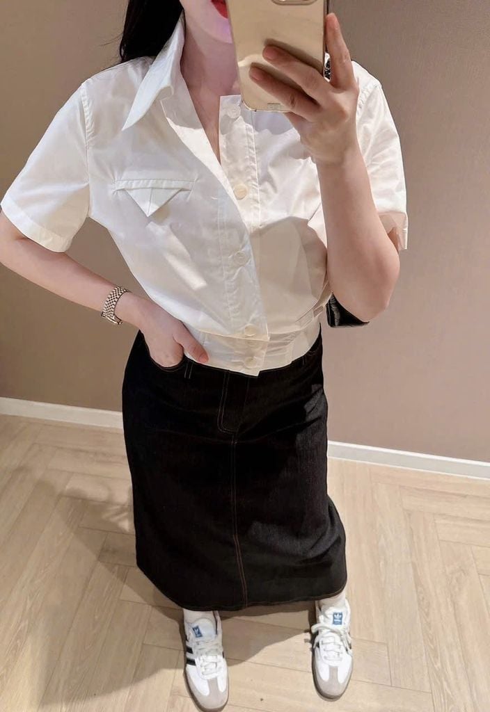 TB9004 SET SƠMI BO EO - CHÂN VÁY JEAN