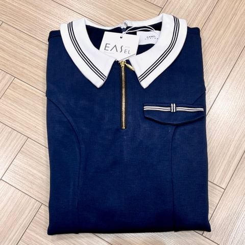 OAK0165 ĐẦM CỔ SƠ MI DÂY KÉO ( XANH )