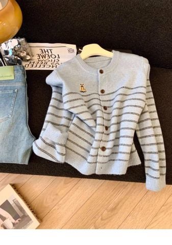 LEN5020 KHOÁC LEN SỌC THÊU GẤU (X.BIỂN) 15199