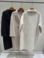 QCC3026 MĂNG-TÔ DẠ ÉP DÁNG DÀI CAO CẤP (XÁM ĐEN)