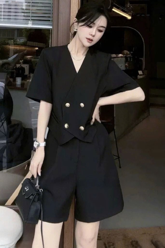 TB8890 SET VEST QUẦN NGỐ (ĐEN)