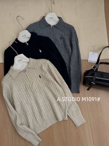 LEN4962 POLO LEN NGỰA KHÓA KÉO (DA) M1091