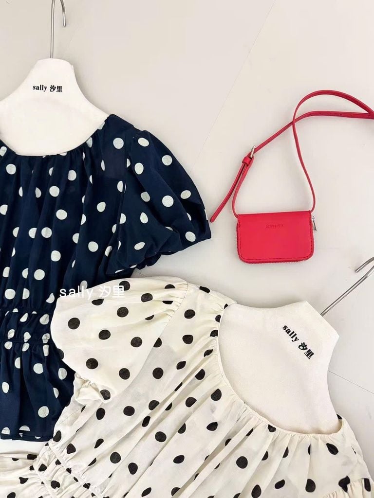 LEN3720 Babydoll X.Đen chấm bi Trắng 13998